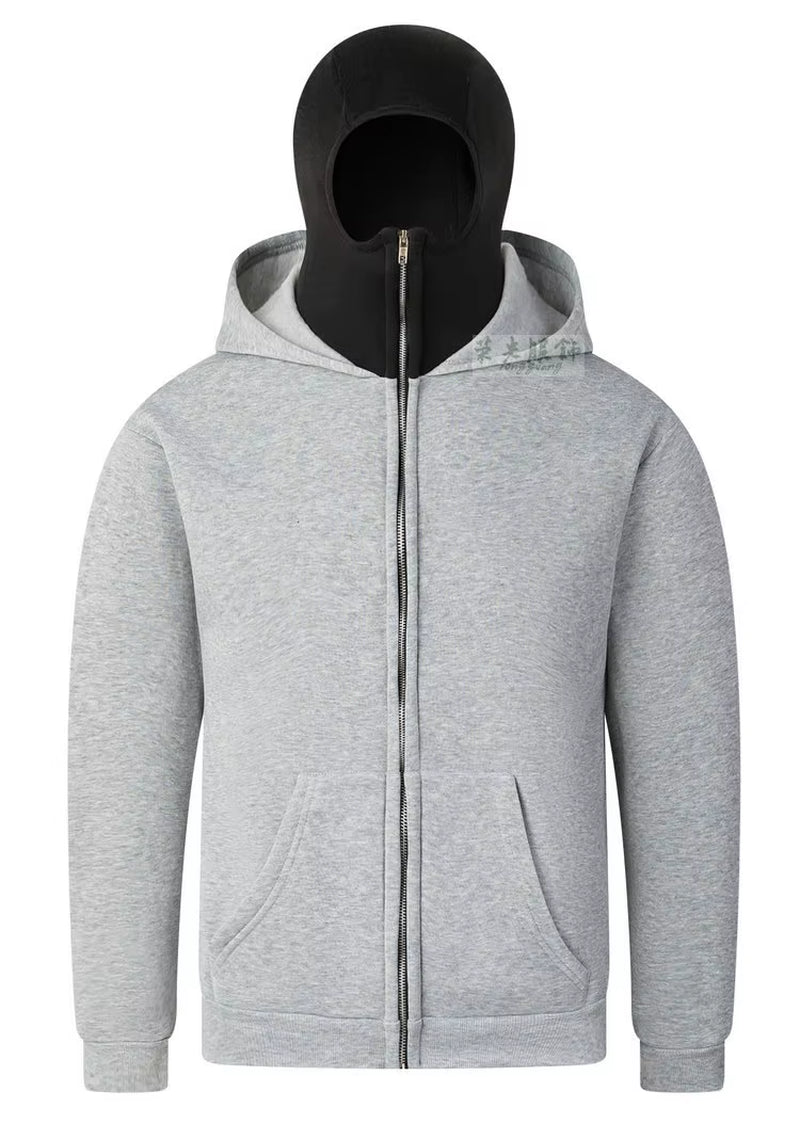 Men and Women Balaclava Y2K Gothic Harajuku Winter New Item Double Hooded Sweatshirt Men'S Hooded Mask Zipper Sportswear