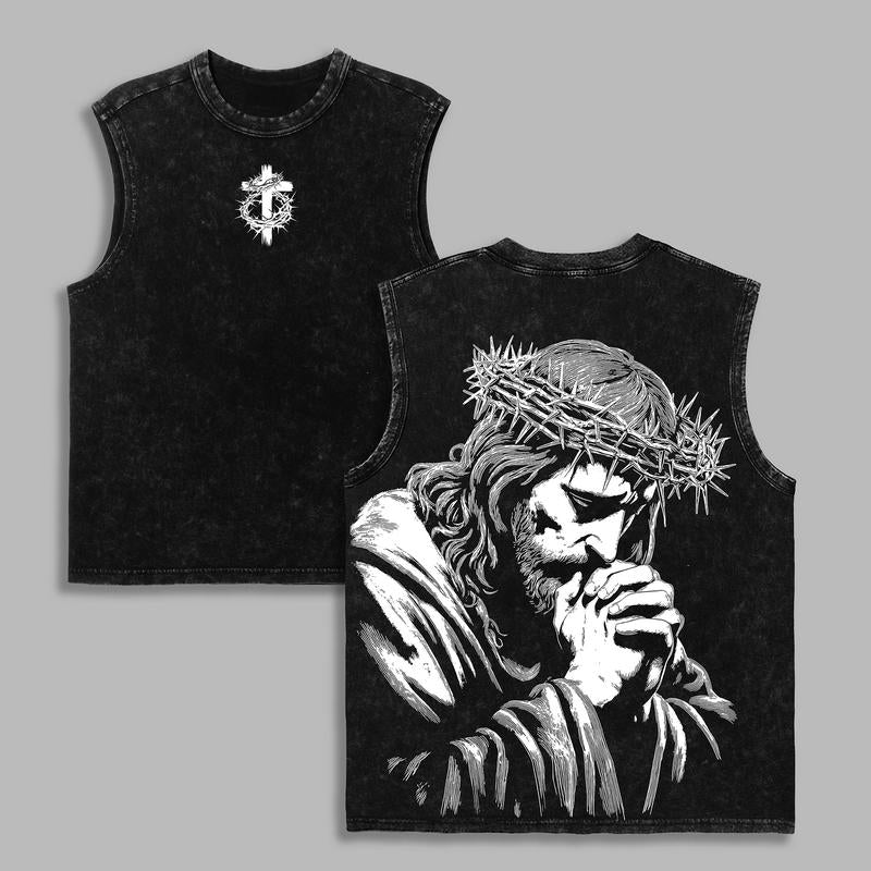 Rich in Faith - Jesus Pray T-Shirt Washed T-Shirt Washed, Bible Verse Hoodie, Sweatshirts, Jesus Hoodie, Church Outfit Unisex Oversized Graphic Tee for Men and Women Aesthetic Clothes