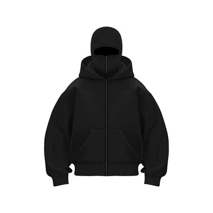 Men and Women Balaclava Y2K Gothic Harajuku Winter New Item Double Hooded Sweatshirt Men'S Hooded Mask Zipper Sportswear