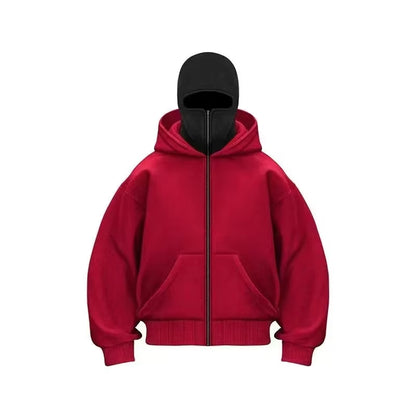 Men and Women Balaclava Y2K Gothic Harajuku Winter New Item Double Hooded Sweatshirt Men'S Hooded Mask Zipper Sportswear