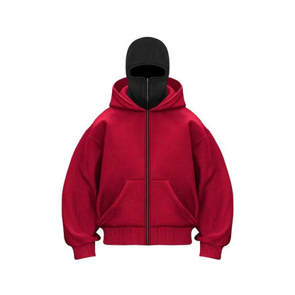 Men and Women Balaclava Y2K Gothic Harajuku Winter New Item Double Hooded Sweatshirt Men'S Hooded Mask Zipper Sportswear